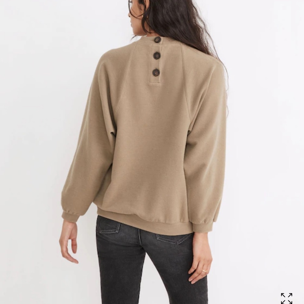 NWT Madewell Button-Back Mockneck Top In Distant Surplus small tan - Picture 3 of 7